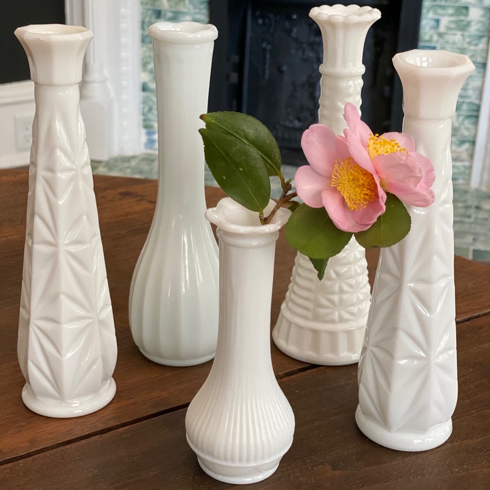 Milk glass vases